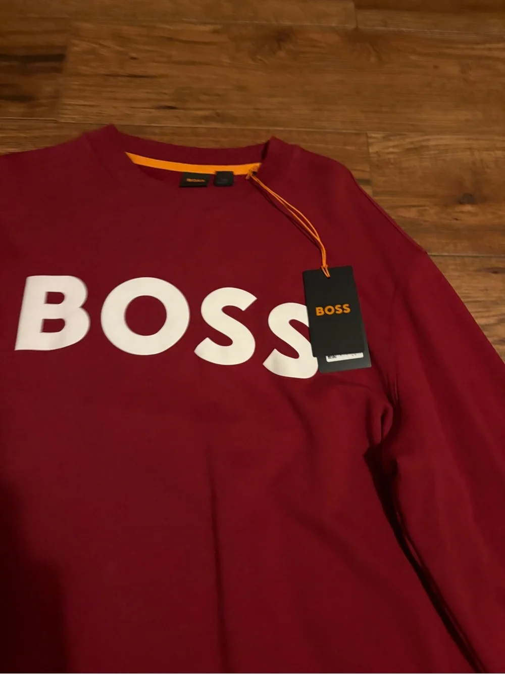 BOSS Crewneck Sweatshirt in Deep Red with White Logo